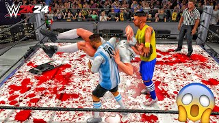 WWE 2K24  Cristiano amp Messi vs Ramos amp Ronaldo  Elimination Match  4K60 [upl. by Ylecic364]