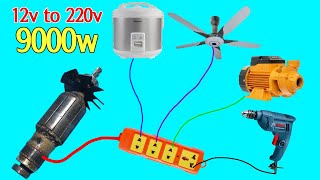 How to make a large capacity 12v to 220v inverter using a drill rotor [upl. by Enayd594]