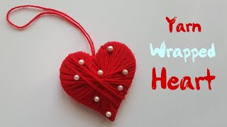 How to Make Yarn Wrapped Heart Craft ❤️ DIY Woolen Heart ❤️ [upl. by Yentihw360]