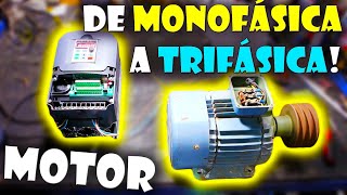 ⚡ MOTOR TRIFÁSICO a MONOFÁSICO con VARIADOR de FRECUENCIA  CÓMO CONVERTIR MONOFÁSICA a TRIFÁSICA [upl. by Nesyt]