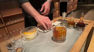 Old Fashioned prepared via cart tableside at Michelin starred Kato Los Angeles [upl. by Eserahc709]