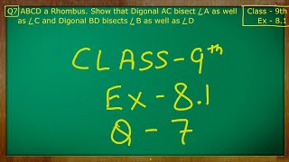 Class  9th Maths  Quadrilaterals  Ex 81 Q no 7 solved ncert cbse [upl. by Yuria955]