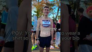 Running is hard Running with your bib safety pinned to your skin is next level nycmarathon [upl. by Eidissac]