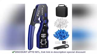 RJ45 Crimp Tool Kit ThroughHole Network Cable Crimper with Mini Wire Stripper50Pcs RJ45 [upl. by Brieta]