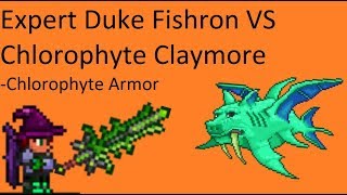 Terraria  Expert Duke Fishron VS Chlorophyte Claymore [upl. by Akeihsal]