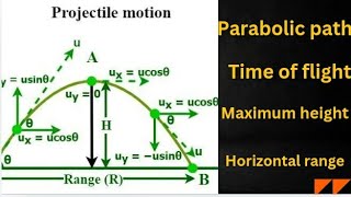 Projectile motion class 11  Motion in a plane  time of flight  maximum height horizontal range [upl. by Katz]