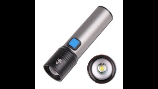 Flashlight 18650 LED Builtin Flashlight for Camping Light Zoomable Torch USB Rechargeable Lantern [upl. by Bork]