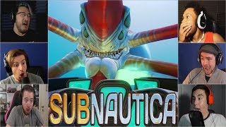 Gamers Reactions to the First Encounter of Reaper Leviathan  Subnautica [upl. by Zebapda15]