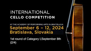 International Cello competition 2024 1st round of Category I September 8th 24 [upl. by Suzette]