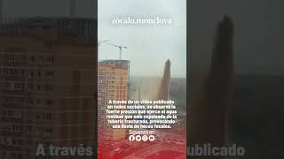 VIDEO Falla en sistema de alcantarillado provoca enorme lluvia de heces fecales en Moscú [upl. by Mclaughlin]