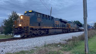 CSX northbound I142 Intermodal train with lead units horn being super quiet or fouled [upl. by Resay]