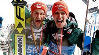 Skispringen Markus Eisenbichler und Stephan Leyhe im WMModus [upl. by Boatwright595]