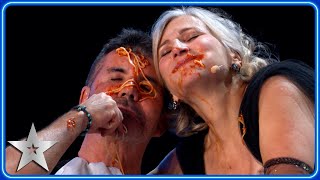 Natalie Choquette throws SPAGHETTI at the Judges  Auditions  BGT 2024 [upl. by Htiduy]