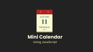 Mini Calendar In HTML CSS and JavaScript  JavaScript Calendar [upl. by Garris888]