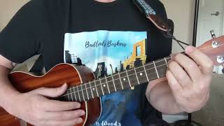 quotWHILE MY GUITAR GENTLY WEEPSquot Baritone Ukulele Lesson BEATLES w Tabs Backing Tracks [upl. by Akemad]