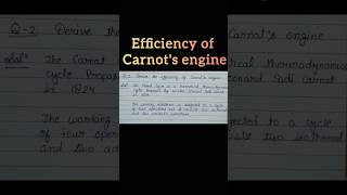 Efficiency of carnots engine derivationbsc physics second semester bscphysics bscphysicscontent [upl. by Netsrek]