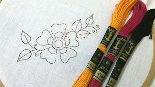 Flower motif blanket stitch hand embroidery design [upl. by Kordula]