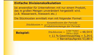 KLR  Kostenrechnung  Divisionskalkulation [upl. by Ahsiyn]