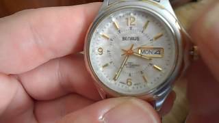 How to Change Day amp Date on a Benrus Two Tone Water Resistant Quartz Mens Watch [upl. by Notnilk]