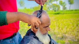 ASMR TALENT BARBER CUTTING THE HAIR  OLD MAN RELAXING SOUND FAST HAIRCUT [upl. by Adeirf]