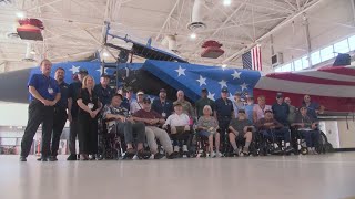 Local seniors veterans tour 144th Fighter Wing see jets take off in Fresno [upl. by Lucho]