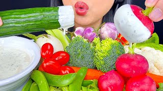 ASMR GIANT RAW VEGETABLE PLATTER CRUNCHY EATING SOUNDS [upl. by Epilif]