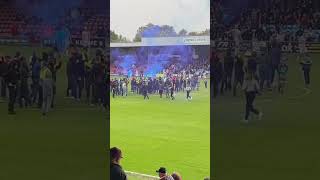 FANS INVADE THE PITCH AT THE SCUNTHORPE UNITED GAME football footballfans footballvideo fyp [upl. by Ellerad]