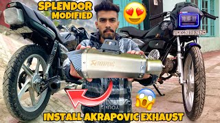 Splendor Modified Install Akrapovic Exhaust 🔥 Loud Silencer 😱 Yogesh 01 [upl. by Ran]