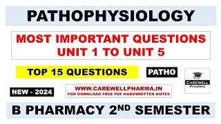 Pathophysiology b pharm 2nd semester important questions  Carewell pharma [upl. by Ide]