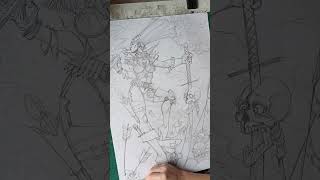 War horsewoman of the apocalipse sketch drawing sketchbook art illustration timelapseart [upl. by Enela814]