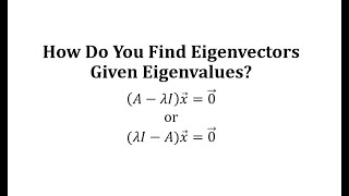 How to Find Eigenvectors Given Eigenvalues [upl. by Nommad983]