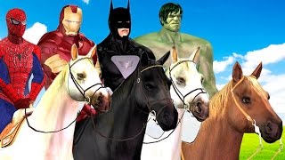 Horse Racing Videos Ironman Captain America Hulk Spiderman Horse Race  Cartoons for Children [upl. by Otokam]