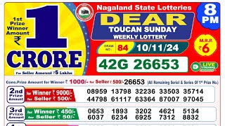 Lottery Result Today 8pm 10112024  Official  Nagaland Lottery [upl. by Irene]