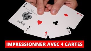 TOUR DE MENTALISME FACILE AVEC 4 CARTES EXPLIQUÉ [upl. by Atival662]