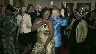 Hillary Clinton dances in Pretoria South Africa [upl. by Yenar]