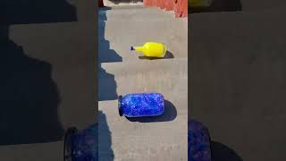 Blue🔵 vs Yellow🟡 breaking glass bottles  Crushing Crunchy amp Soft things shorts asmr satisfying [upl. by Jeannie]