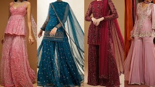 Trendy Net Sharara Suit Design Ideas  Stylish Net Sharara Suits  Glamorous Net Sharara Suits [upl. by Cinomod]