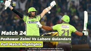 Lahore Qalandars Vs Peshawar Zalmi  Full Match Highlights  Match 24  HBL PSL 5  2020MB1 [upl. by Ahsirk]