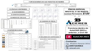 7 Aplicaciones de las tarjetas de rubro AutoCAD con ACERES [upl. by Bernardo]