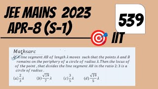 539 JEE Mains 2023 maths problem coordinate geometry [upl. by Ahseikal]