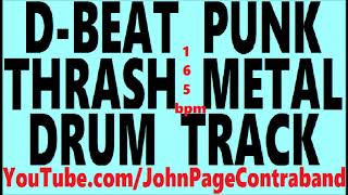 D Beat Punk Crust Thrash Metal Drum Track 165 bpm FREE [upl. by Merrily]