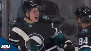 Sharks Macklin Celebrini Flips In Backhand Feed From Mikael Granlund For Second Career NHL Goal [upl. by Nannerb]