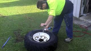 How to reseat a tyre bead onto a rim with flamable brake parts cleaner [upl. by Athalla57]