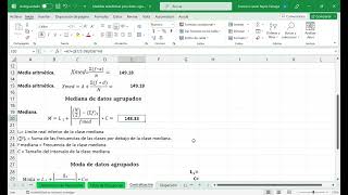 Medidas estadísticas para datos agrupados Excel 2024 09 17 18 35 42 [upl. by Michal]