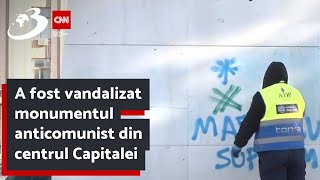 A fost vandalizat monumentul anticomunist din centrul Capitalei cunoscut drept Ţeapa de la MAI [upl. by Yevi]