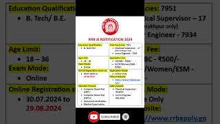 RRB JE NOTIFICATION 2024  RRB JE RECRUITMENT 2024  often updates rrb rrbje rrbgroupd [upl. by Gensler]