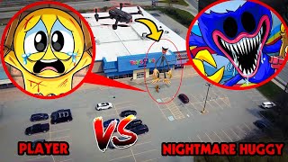 DRONE CATCHES NIGHTMARE HUGGY WUGGY VS PLAYER FROM POPPY PLAYTIME CHAPTER 3 IN REAL LIFE  TOYS R US [upl. by Anitra]