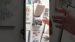 sketchbook tour • practice amp travel sketches art sketchbook sketchbooktour gouache acrylicpaint [upl. by Yrram109]