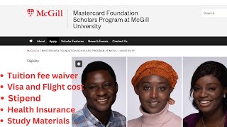 Fully Funded MSc Stipend Travel Costs Accommodation Mastercard Scholarship at McGill University [upl. by Vally]