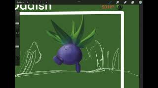 Drawing  Oddish p1 ft pokemon card first gen landscape skeleton [upl. by Llertram161]